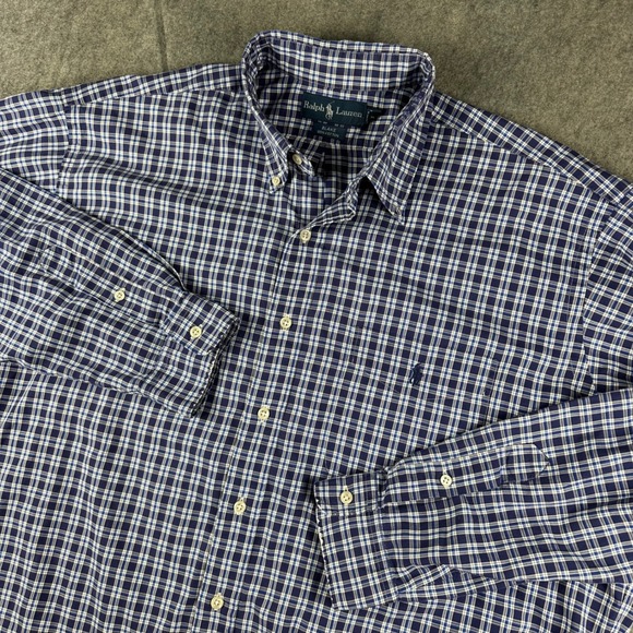 Ralph Lauren Other - Ralph Lauren Blake Men's Plaid Long Sleeve Button Down Shirt XL Blue Pony FLAW